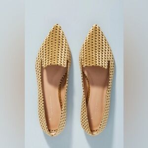 Anthropologie Jeffrey Campbell Luxe Gold Velvet Micro Dot Flats